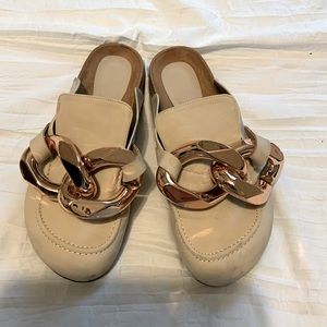 VETASTE Women's Chain Flat Mules Clogs